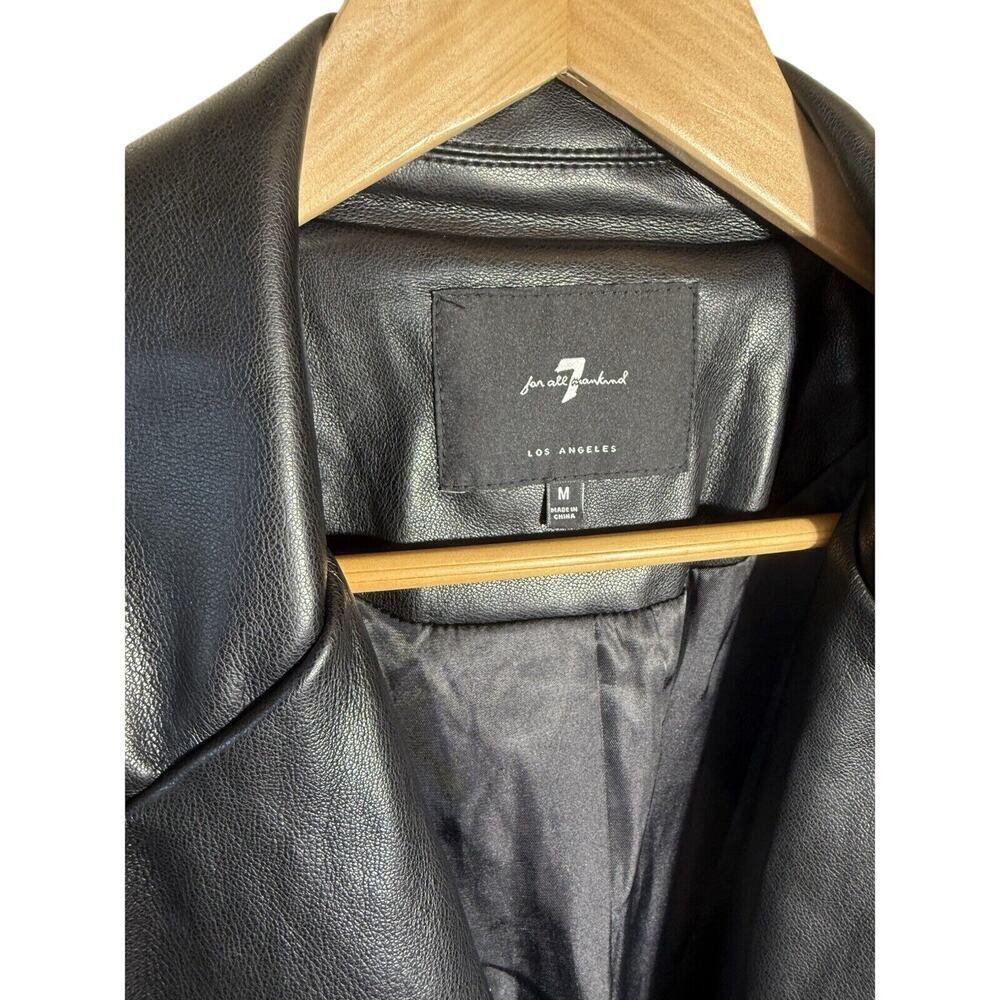 7 For All Mankind Women’s Black Double Breasted Faux Leather Coat Jacket Size M - Picture 3 of 8